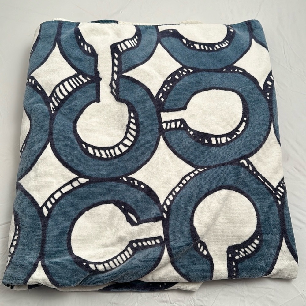 Coach blue and white signature C logo large beach towels